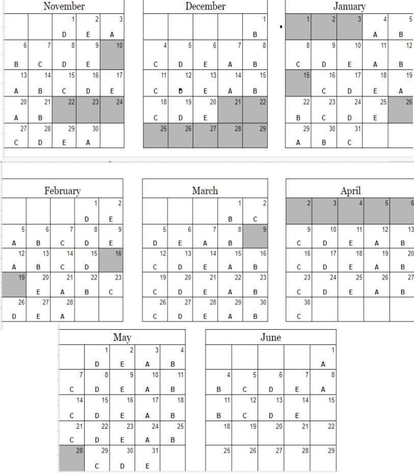 Rotating Specialist Schedule