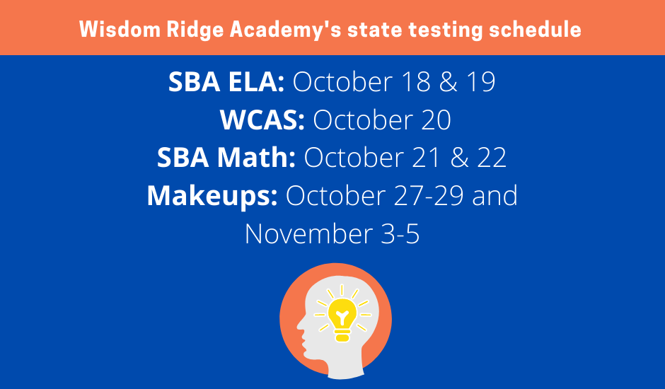 State testing schedule for WRA