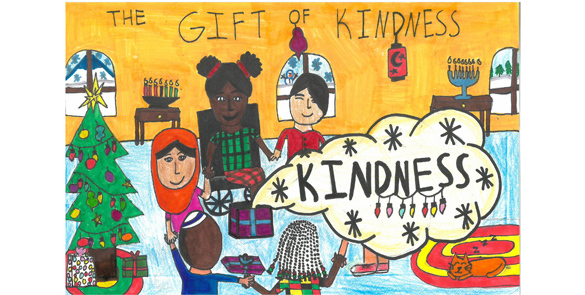 The Ridgefield School District's holiday card, designed by 7th grader Jael Benedick
