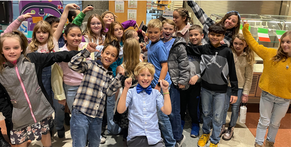 Mindy Morris’ fourth grade class celebrates finding all of the hidden gems