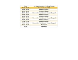 Early Release and Thanksgiving Break Reminders