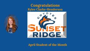 April Student of the Month - Kylee Clarke-Henderson